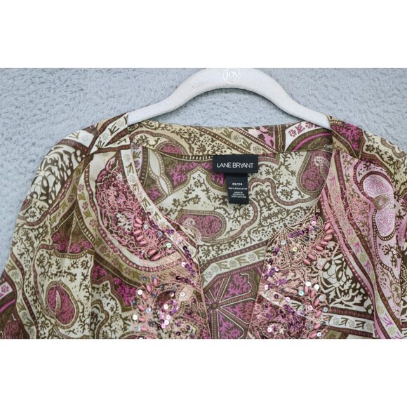 Lane Bryant 3/4 Wide Sleeve Sheer Tunic-Beaded-Sequins-Size 22/24-BOHO - Picture 6 of 13